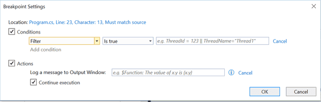 Filter breakpoints on thread Id